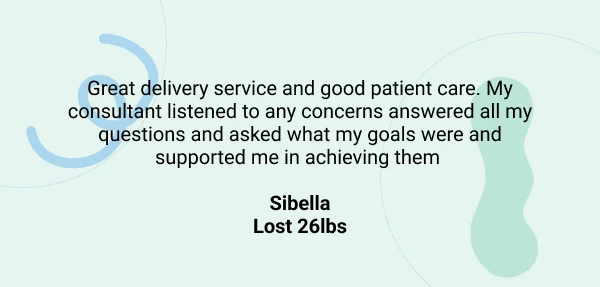 Testimonial for Sibella Slendr weight loss program: lose weight and feel your best