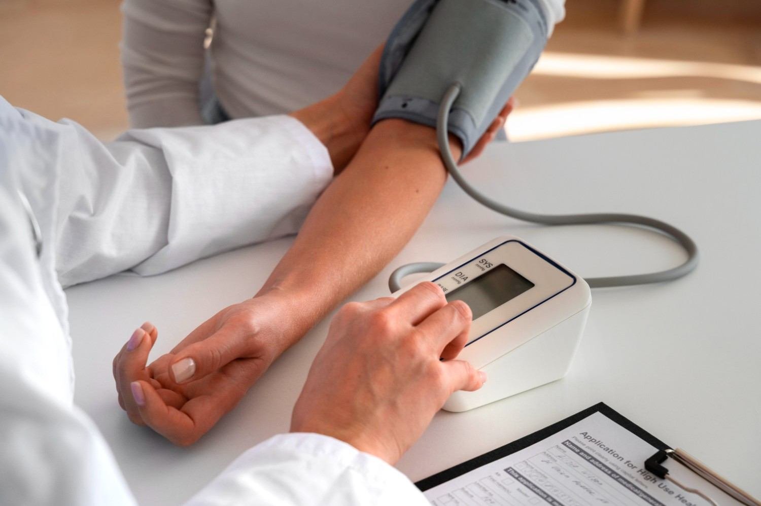 Private blood pressure check at Earls Barton Pharmacy